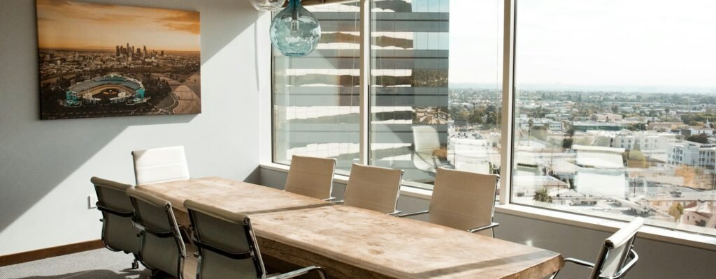 beige wooden conference table